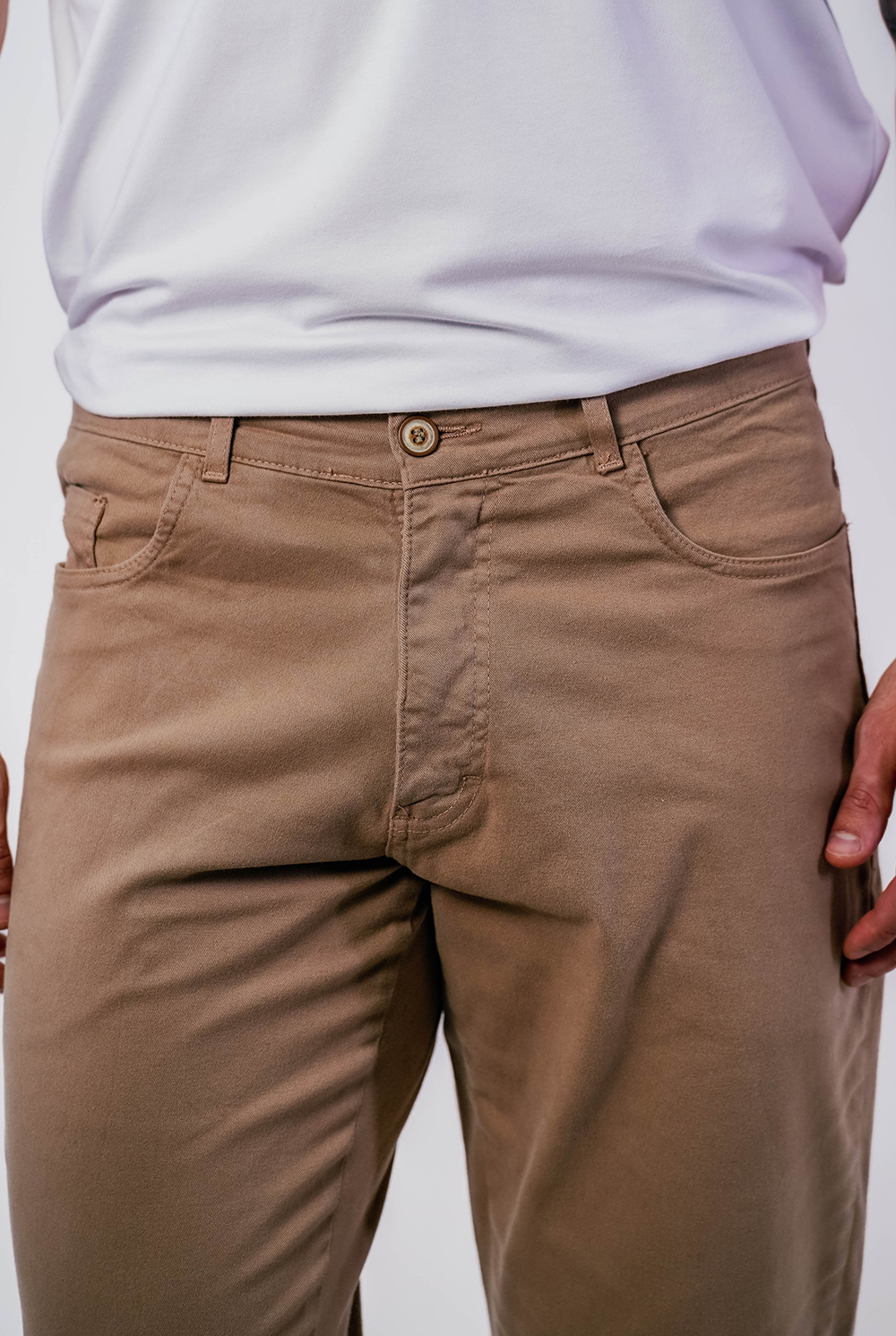 Calça Sarja Masculina Five Pockets Algodão Elastano