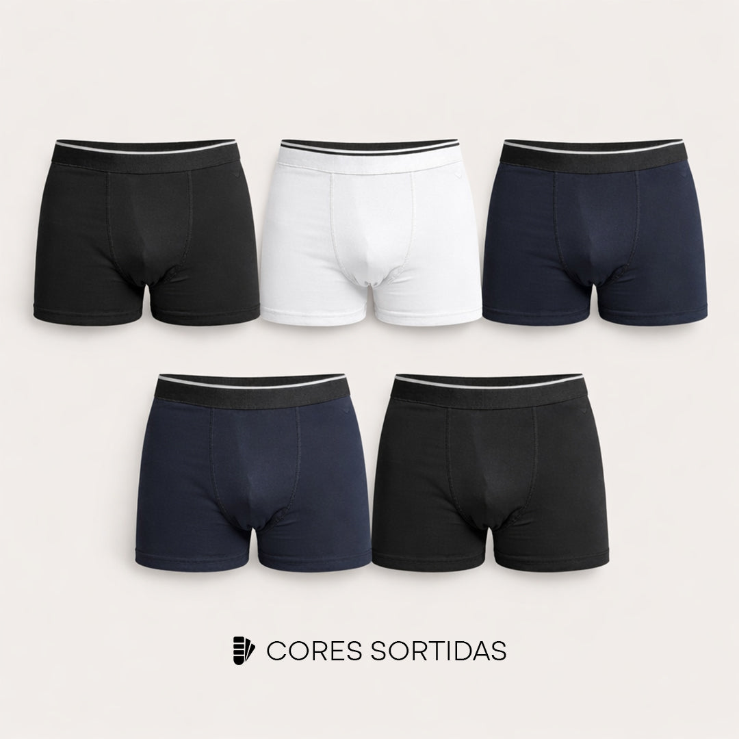 Kit 5 Cuecas Boxer Masculina Algodão