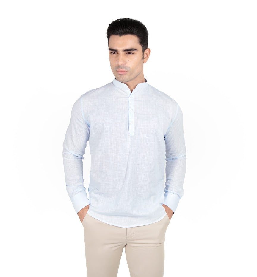 Bata Masculina Manga Longa Gola Padre Flamê Algodão