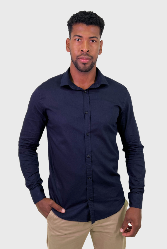 Camisa Masculina Manga Longa Linho Slim Fit