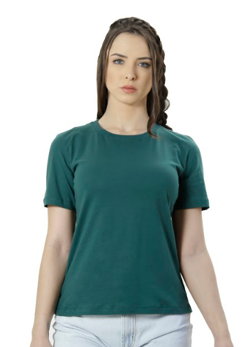 Camiseta Feminina Baby Long Gola Redonda Algodão