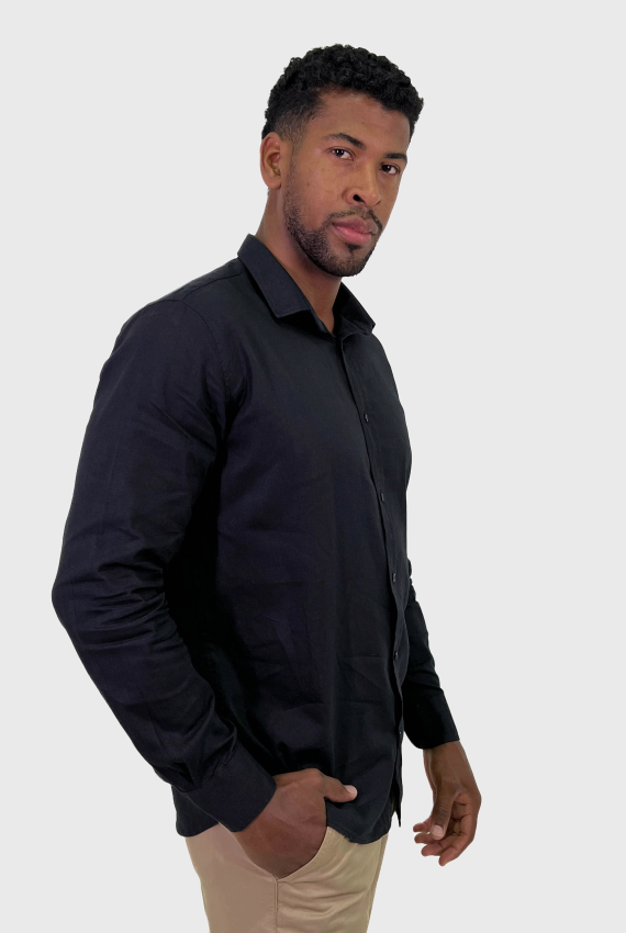 Camisa Masculina Manga Longa Linho Slim Fit