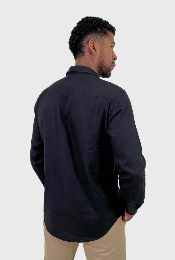 Camisa Masculina Manga Longa Linho Slim Fit