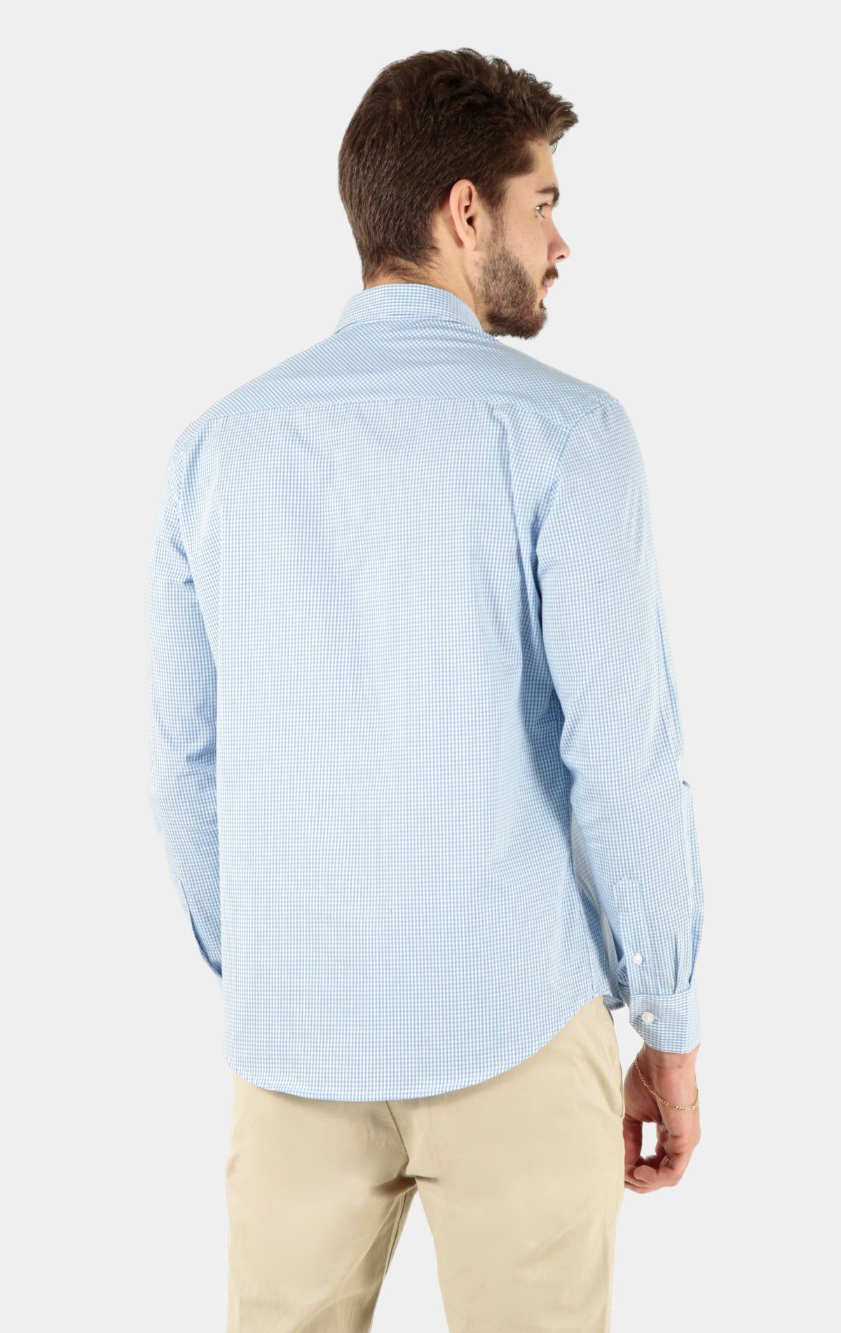 Camisa Masculina Manga Longa Slim Fit Button Down Xadrez