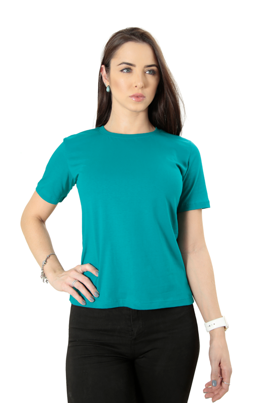 Camiseta Feminina Baby Long Gola Redonda Algodão