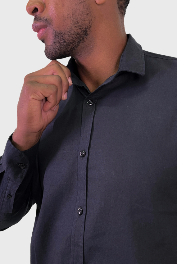 Camisa Masculina Manga Longa Linho Slim Fit