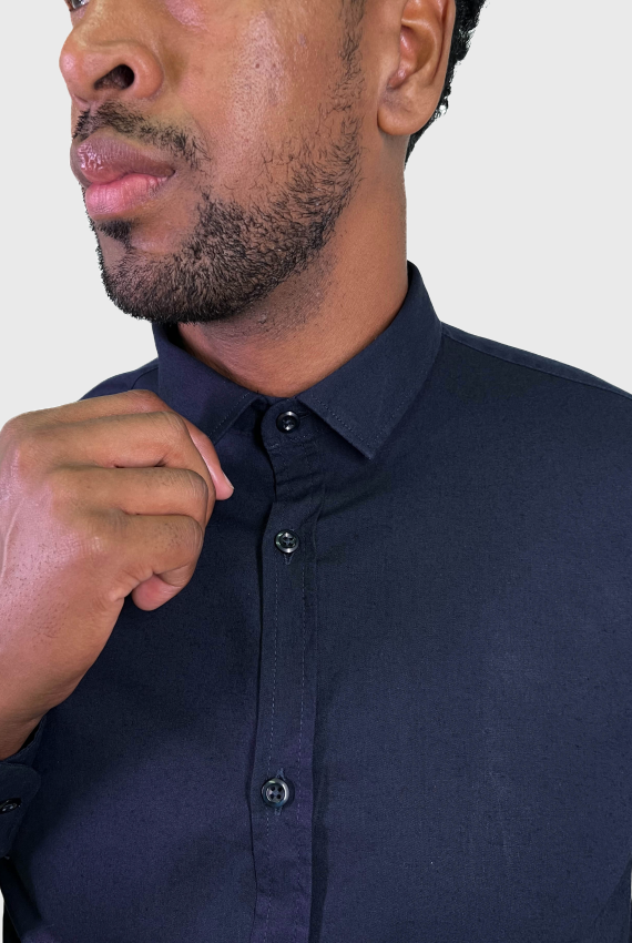 Camisa Masculina Manga Longa Linho Slim Fit