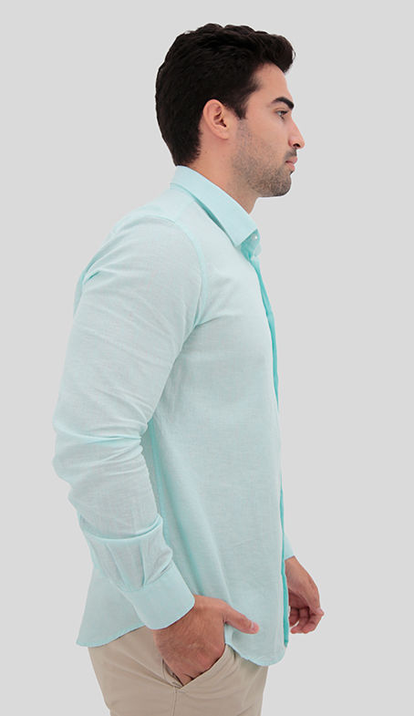 Camisa Masculina Manga Longa Linho Slim Fit