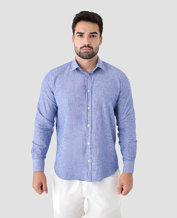 Camisa Masculina Manga Longa Linho Slim Fit