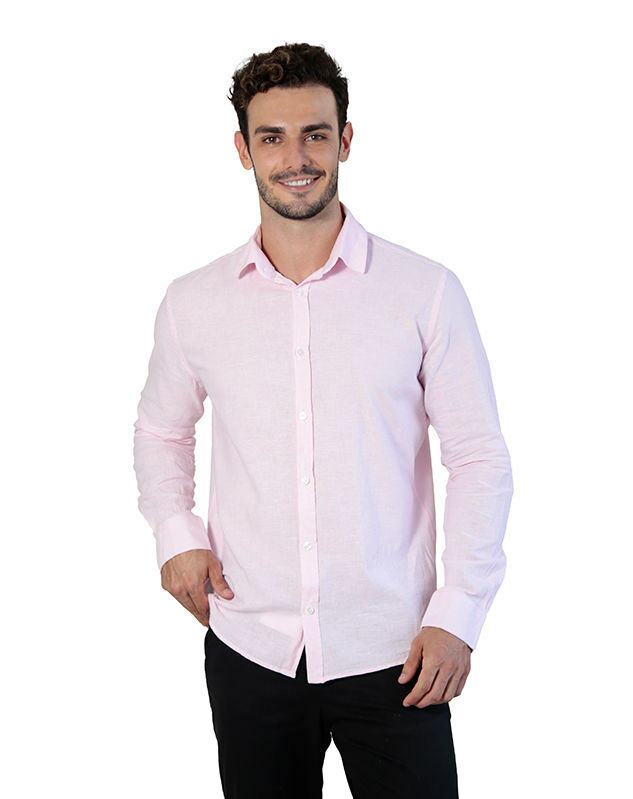 Camisa Masculina Manga Longa Linho Slim Fit