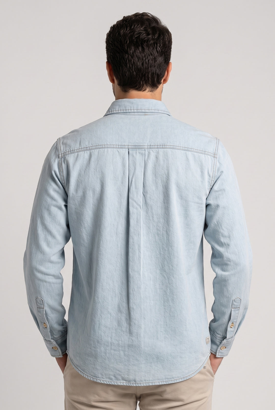 Camisa Jeans Overshirt Masculina Manga Longa Algodão