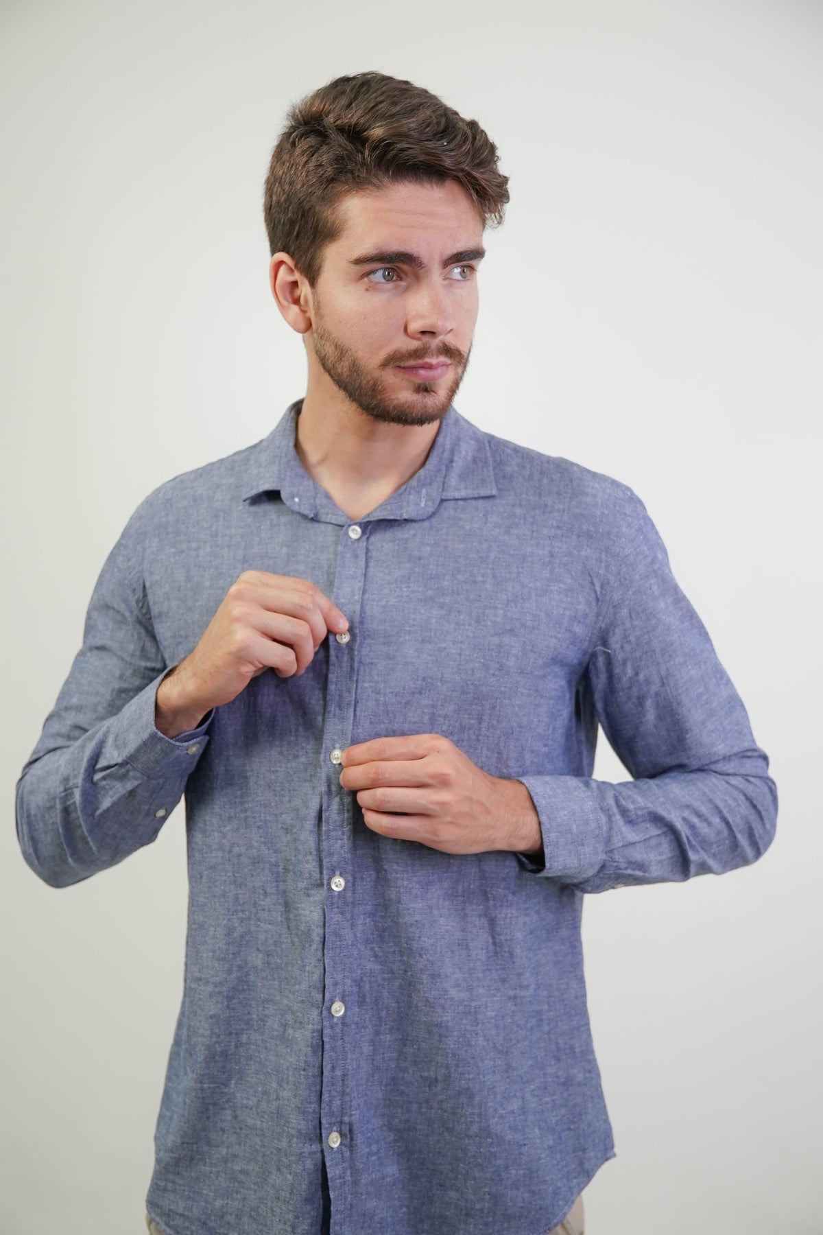 Camisa Masculina Manga Longa Linho Slim Fit