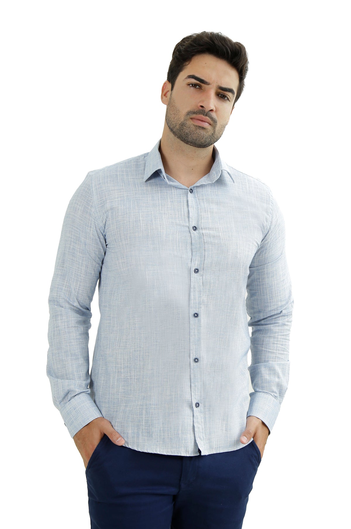 Camisa Social Masculina Manga Longa Slim Fit Flamê