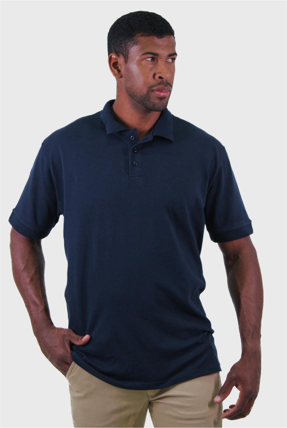 Polo Masculina Piquet Contínua Gola Estruturada Algodão Elastano