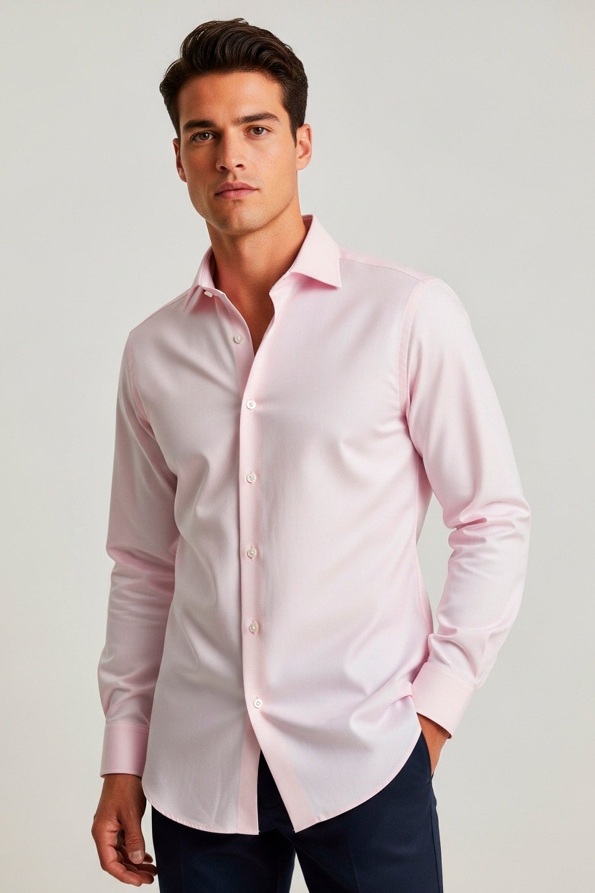 Camisa Oxford Pima Algodão Fio 80 Masculina Manga Longa Slim Fit