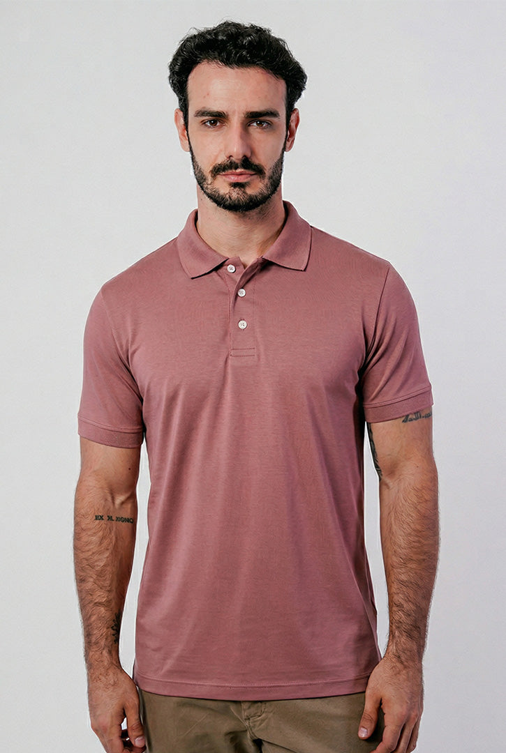 Polo Masculina Algodão Pima Elastano Lisa