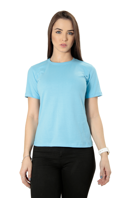 Camiseta Feminina Baby Long Gola Redonda Algodão