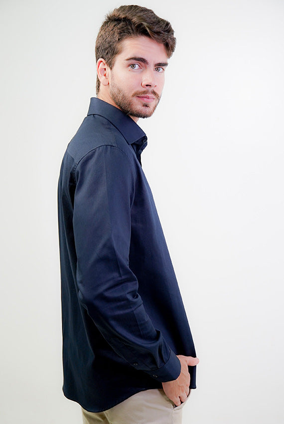 Camisa Masculina Manga Longa Slim Fit Algodão