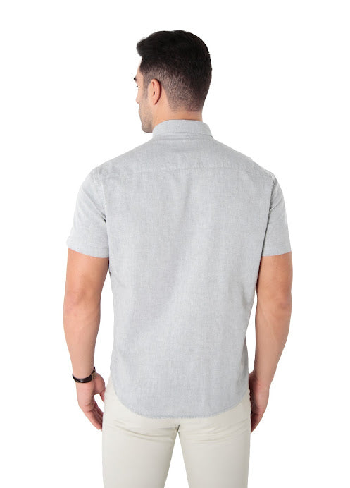 Camisa Masculina Manga Curta Slim Fit Oxford Button Down Algodão