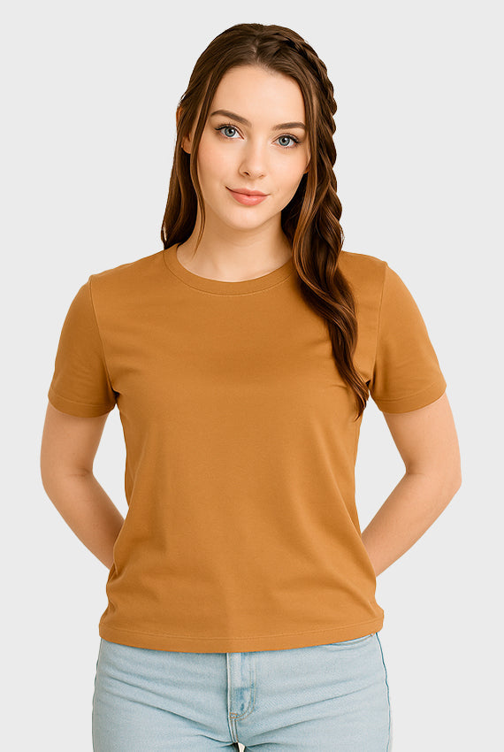 Camiseta Feminina Baby Long Gola Redonda Algodão