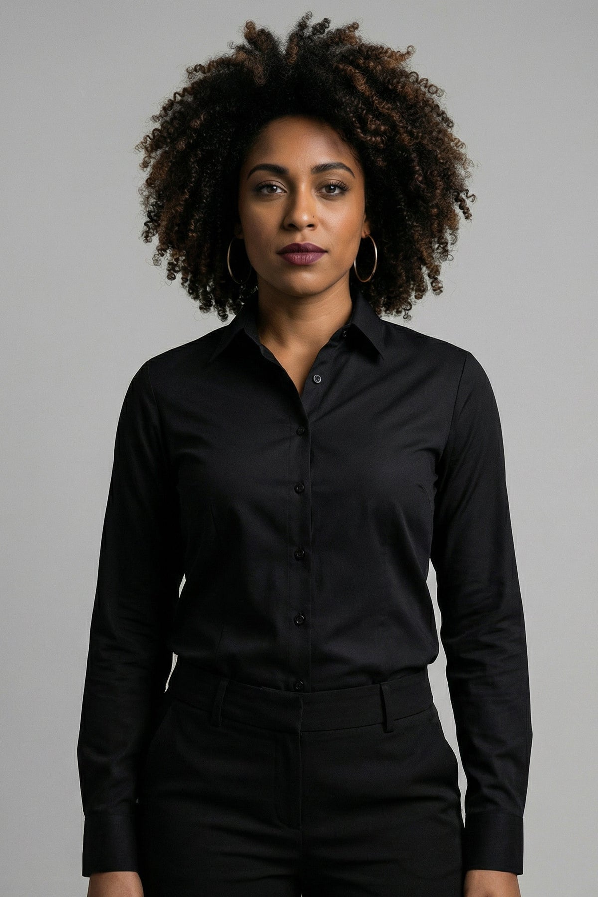 Camisa Feminina Manga Longa Básica Algodão Elastano