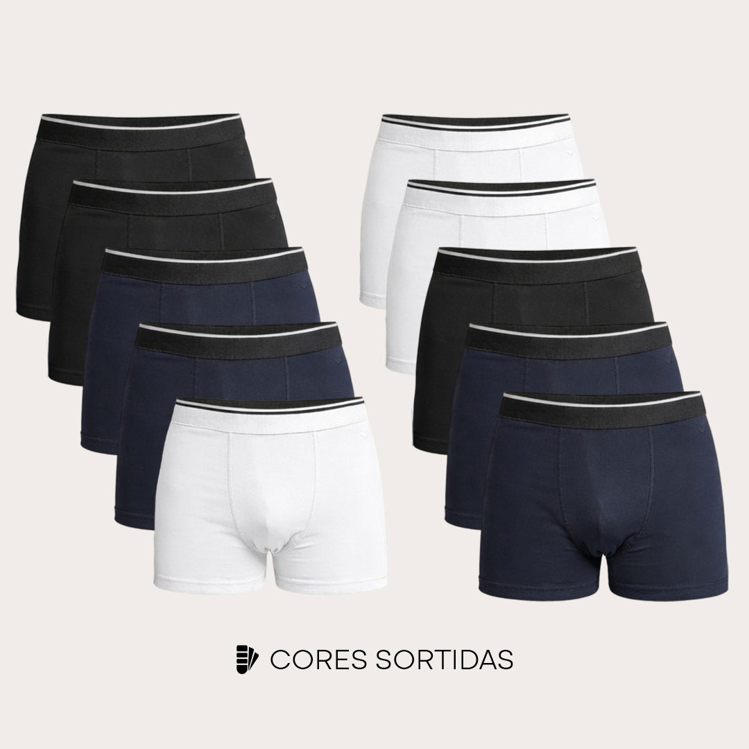 Kit 10 Cuecas Boxer Masculina Plus Size Algodão