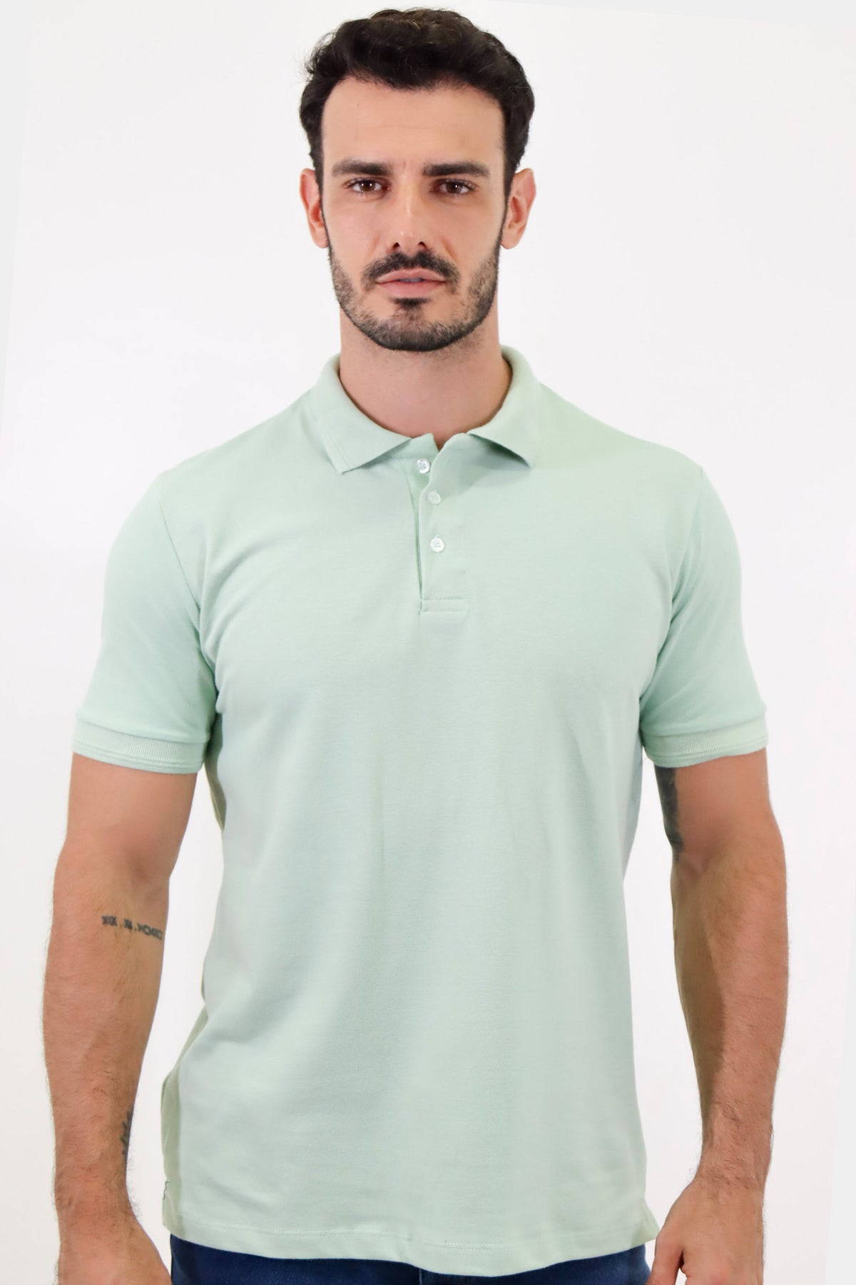 Polo Masculina Piquet Contínua Gola Estruturada Algodão Elastano