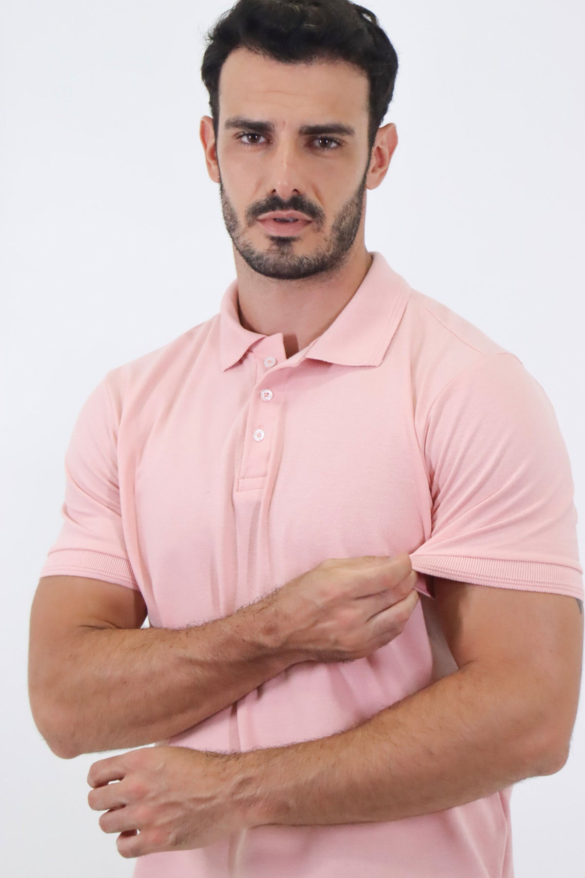 Polo Masculina Piquet Contínua Gola Estruturada Algodão Elastano