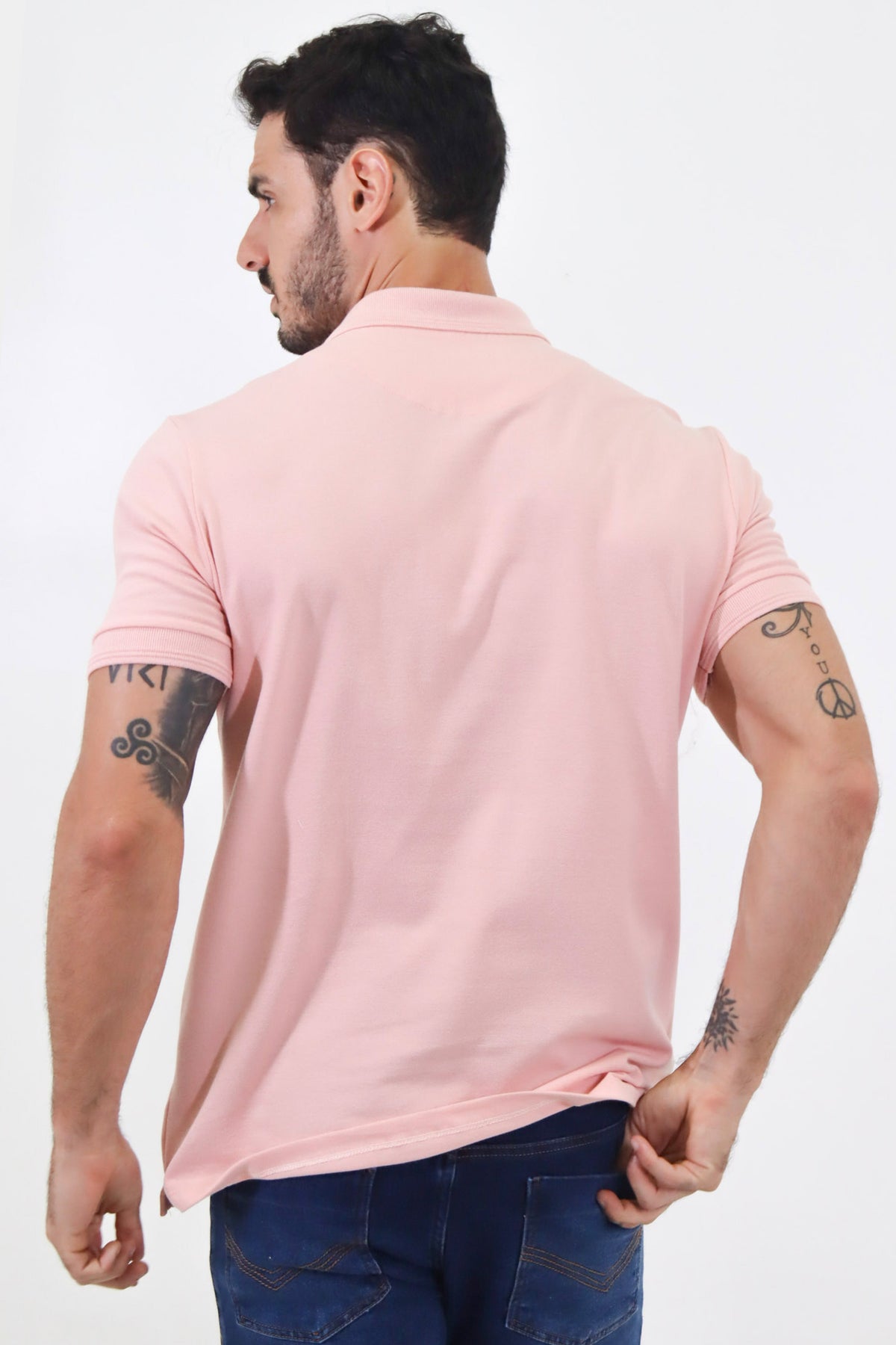 Polo Masculina Piquet Contínua Gola Estruturada Algodão Elastano