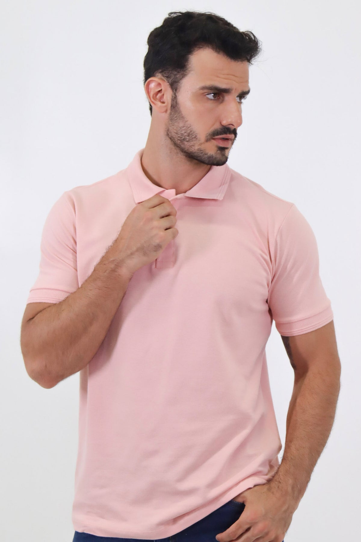 Polo Masculina Piquet Contínua Gola Estruturada Algodão Elastano