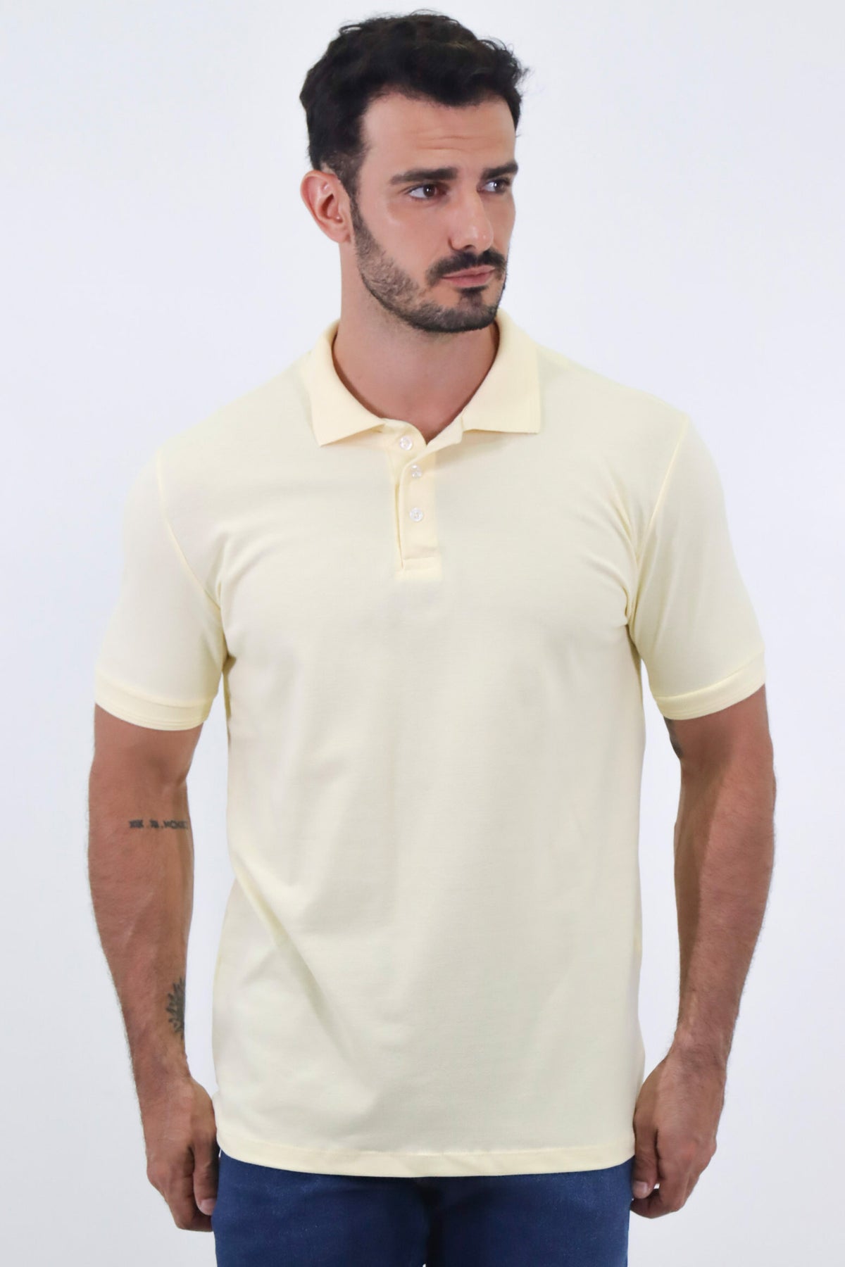 Polo Masculina Piquet Contínua Gola Estruturada Algodão Elastano