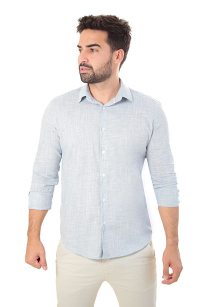 Camisa Social Masculina Manga Longa Slim Fit Flamê