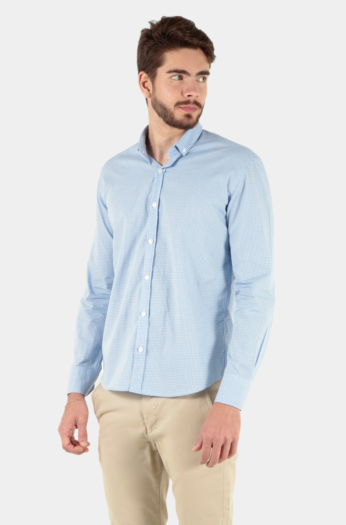 Camisa Manga Longa Slim Fit Button Down Xadrez