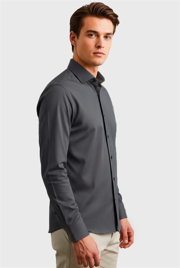 Camisa Manga Longa Super Slim Básica com Elastano