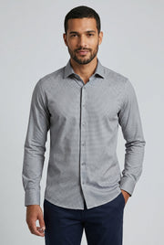 Camisa Masculina Manga Longa Slim Fit Maquinetado Bambu