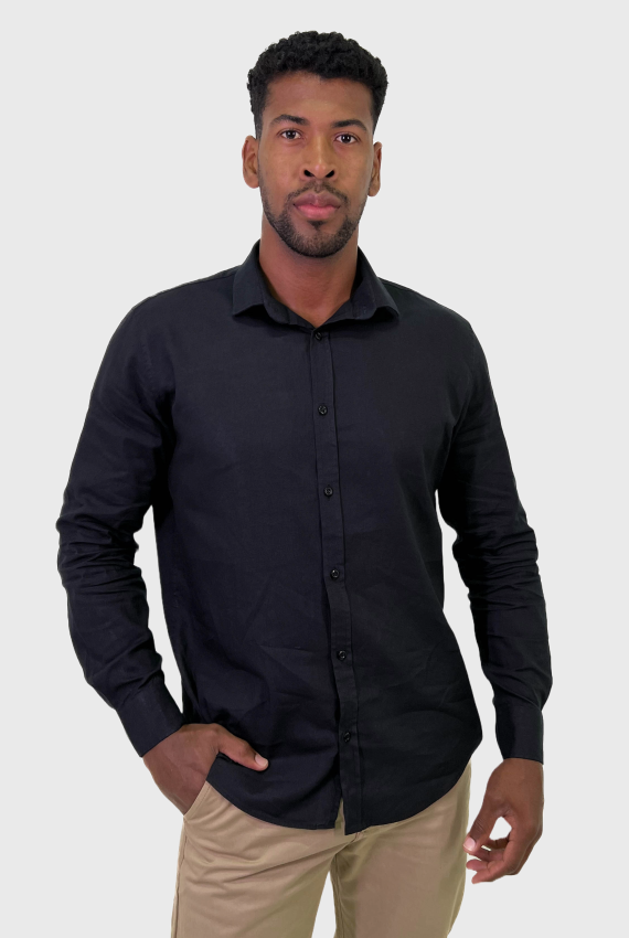 Camisa Masculina Manga Longa Linho Slim Fit