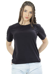 Camiseta Feminina Baby Long Gola Redonda Algodão