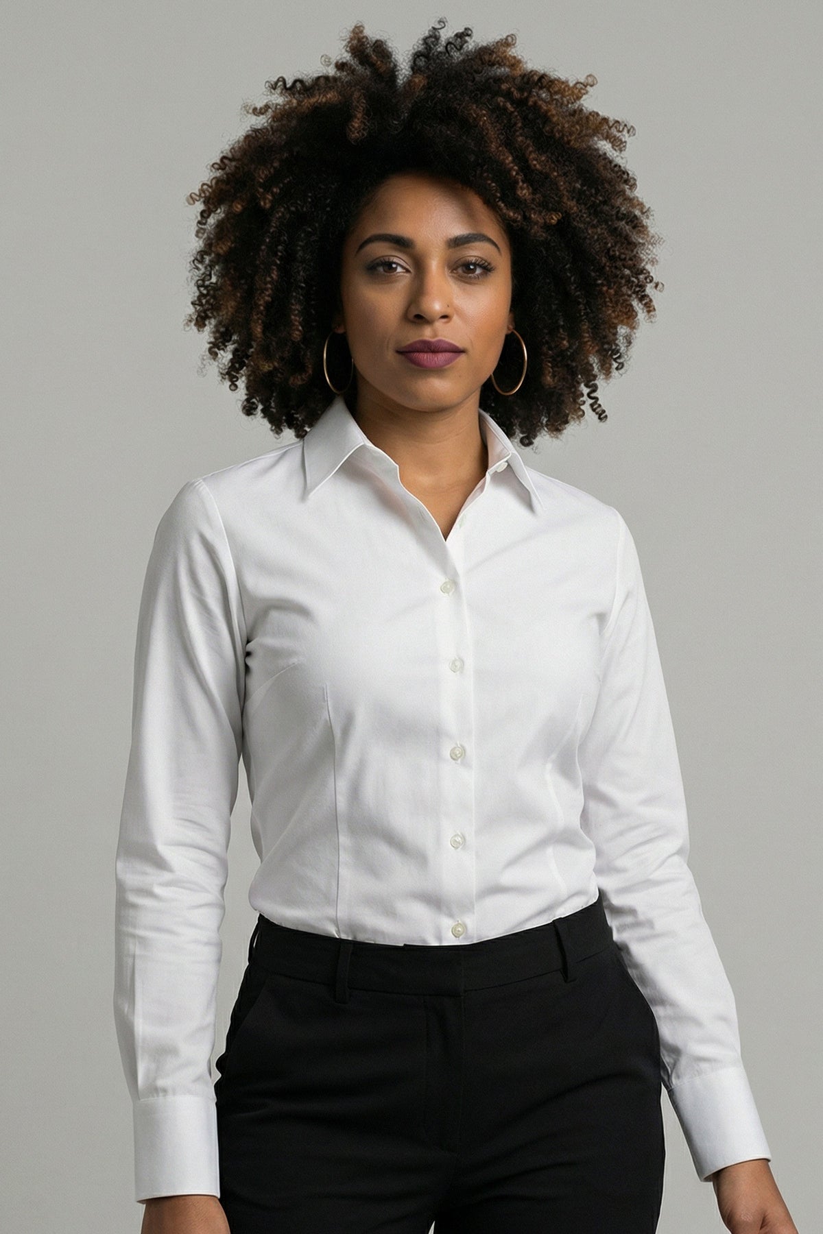 Camisa Feminina Manga Longa Básica Algodão Elastano