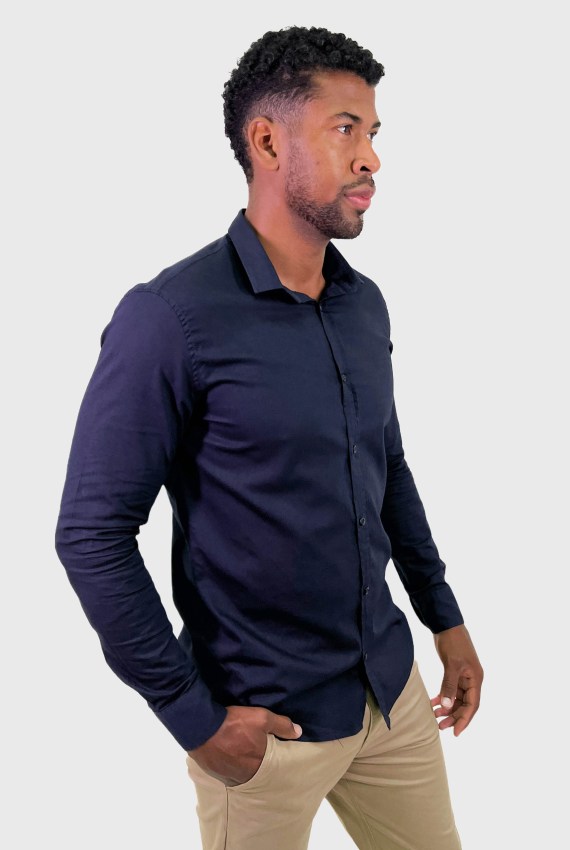 Camisa Masculina Manga Longa Linho Slim Fit