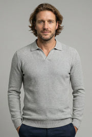 Camisa Polo Masculina Tricot V Manga Longa
