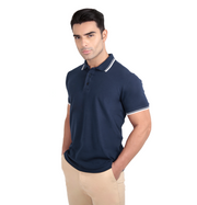 Polo Masculina Piquet Contínua Gola Estruturada Algodão Elastano