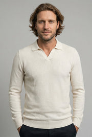Camisa Polo Masculina Tricot V Manga Longa
