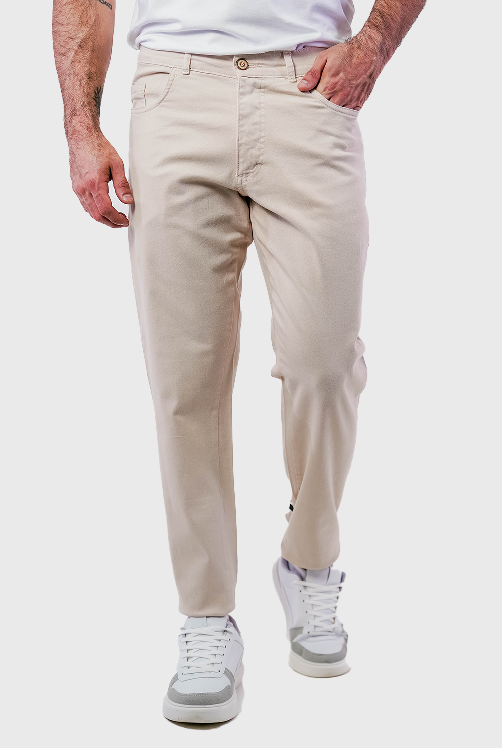 Calça Sarja Masculina Five Pockets Algodão Elastano