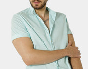 Camisa Masculina Manga Curta Gola Padre Sarja Estonada Algodão