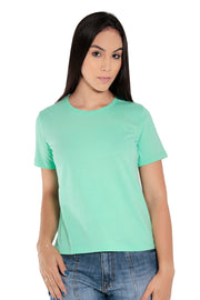 Camiseta Feminina Baby Long Gola Redonda Algodão