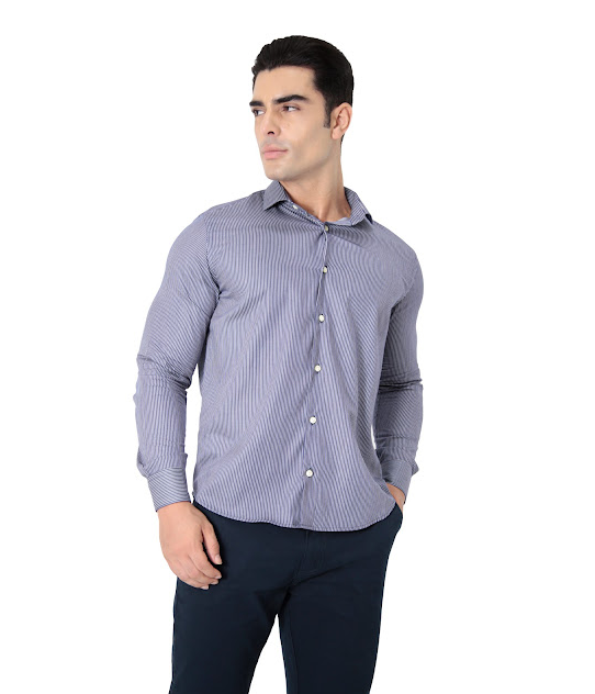 Camisa Masculina Manga Longa Slim Fit Algodão Egípcio