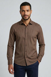 Camisa Masculina Manga Longa Slim Fit Maquinetado Bambu