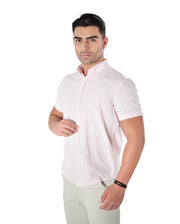 Camisa Masculina Manga Curta Slim Fit Oxford Button Down Algodão