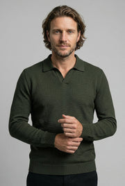 Camisa Polo Masculina Tricot V Manga Longa
