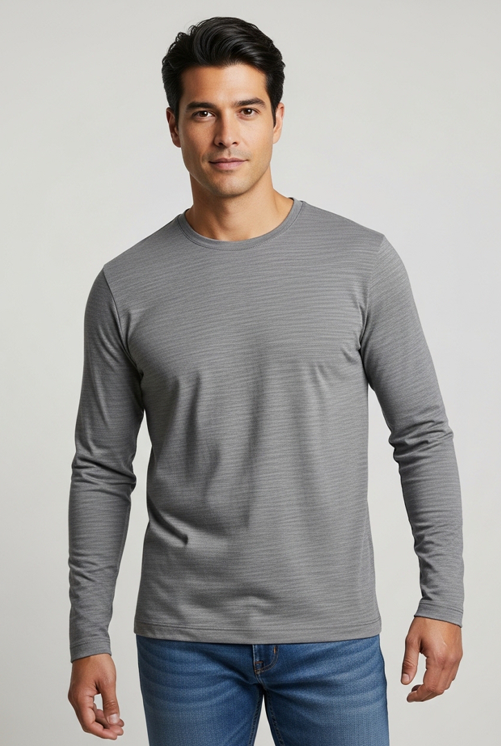 Camiseta Básica Manga Longa Work Poliéster Viscose Masculina